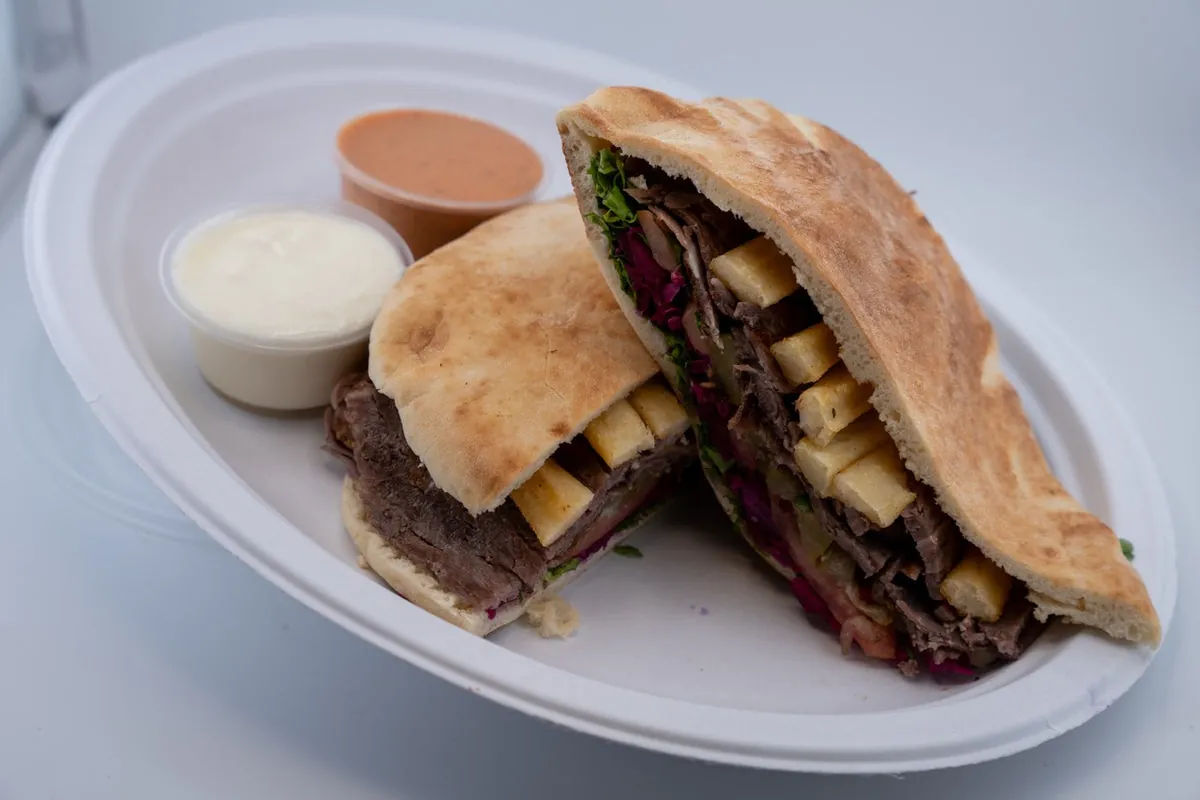 Beef UFO stuffed döner sandwich